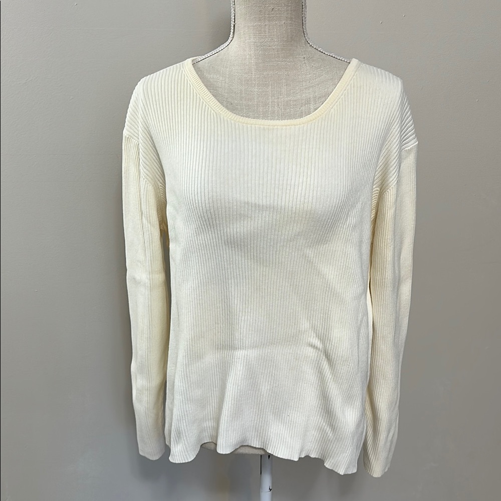Eddie Bauer Cream Ribbed‎ Long Sleeve Top